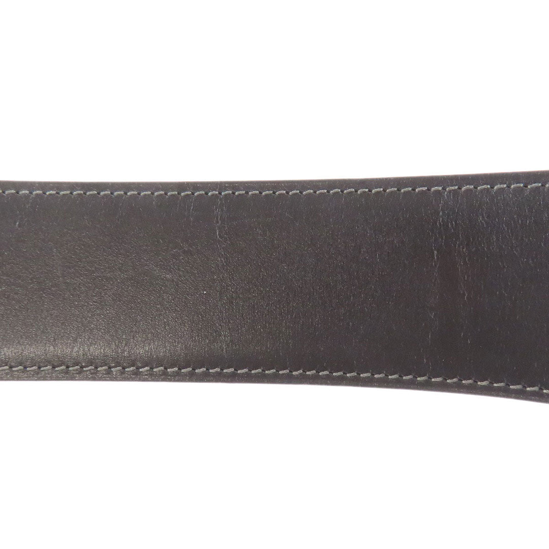 HERMES belt Box scarf black H Belt Silver Metal