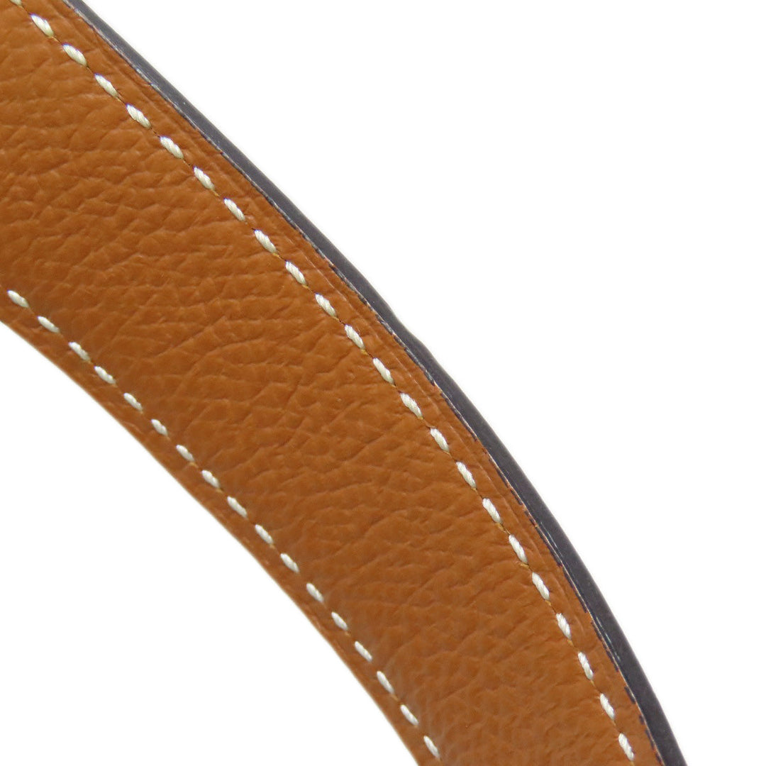HERMES belt Calfskin Brown H Belt Gold Metal