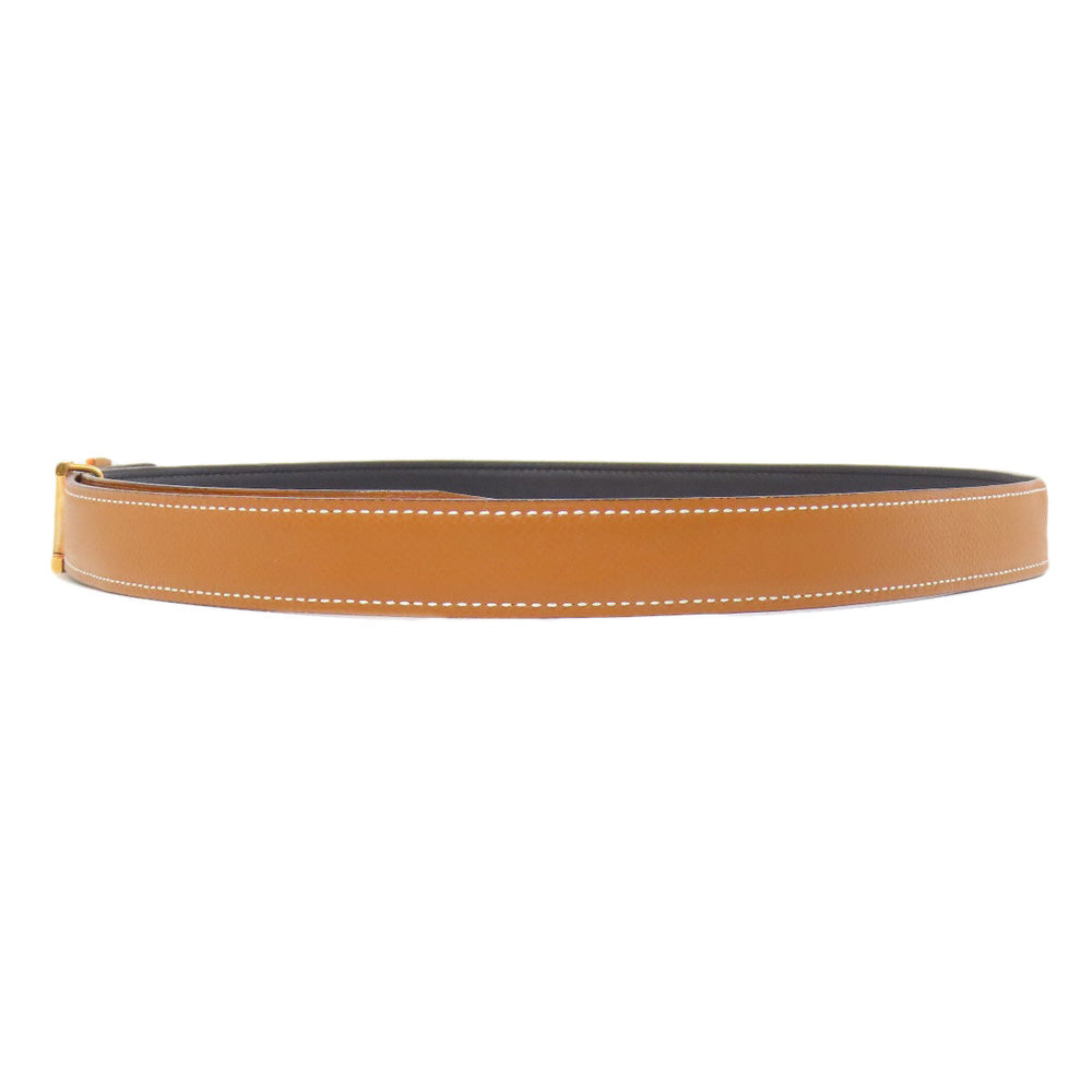 HERMES belt Calfskin Brown H Belt Gold Metal