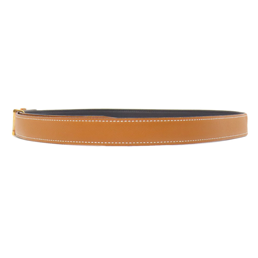 HERMES belt Calfskin Brown H Belt Gold Metal