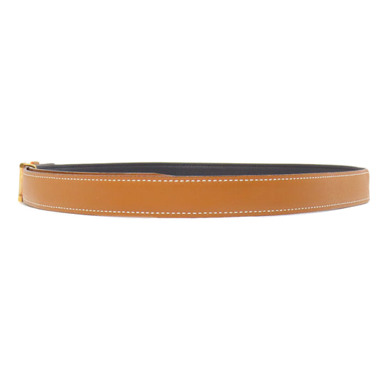 HERMES belt Calfskin Brown H Belt Gold Metal