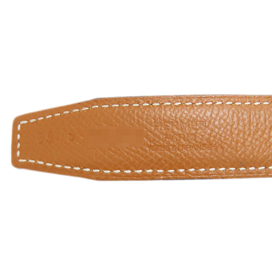 HERMES belt Calfskin Brown H Belt Gold Metal