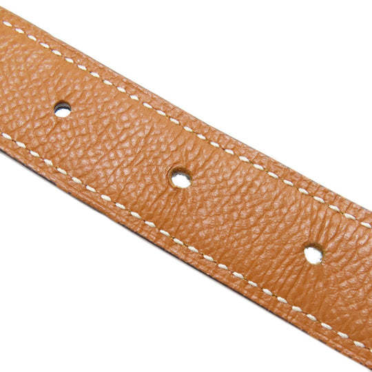 HERMES belt Calfskin Brown H Belt Gold Metal