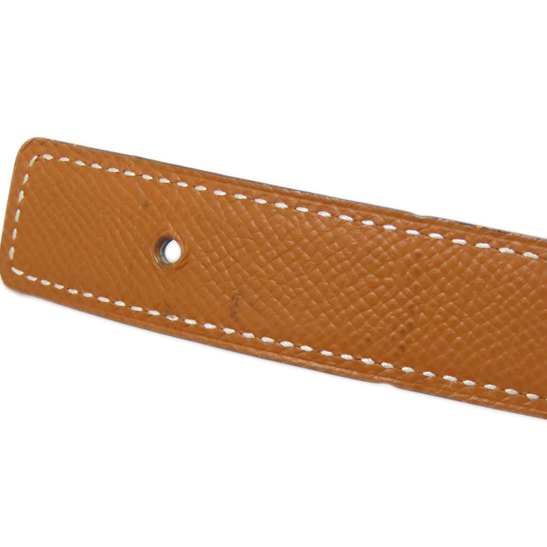 HERMES belt Calfskin Brown H Belt Gold Metal