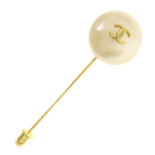 CHANEL Brooch metallic gold Pin Brooch COCO Mark
