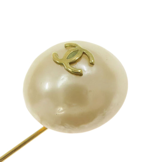 CHANEL Brooch metallic gold Pin Brooch COCO Mark