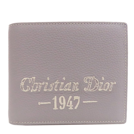 Christian Dior Bifold Wallet leather gray logo Women Used Authentic
