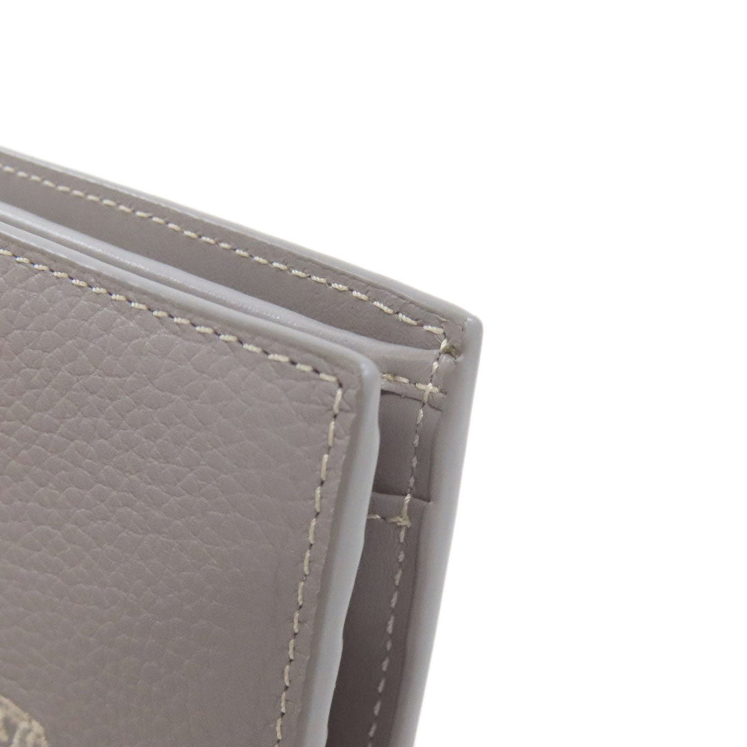 Christian Dior Bifold Wallet leather gray logo Women Used Authentic