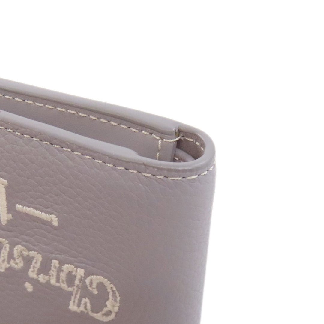 Christian Dior Bifold Wallet leather gray logo Women Used Authentic