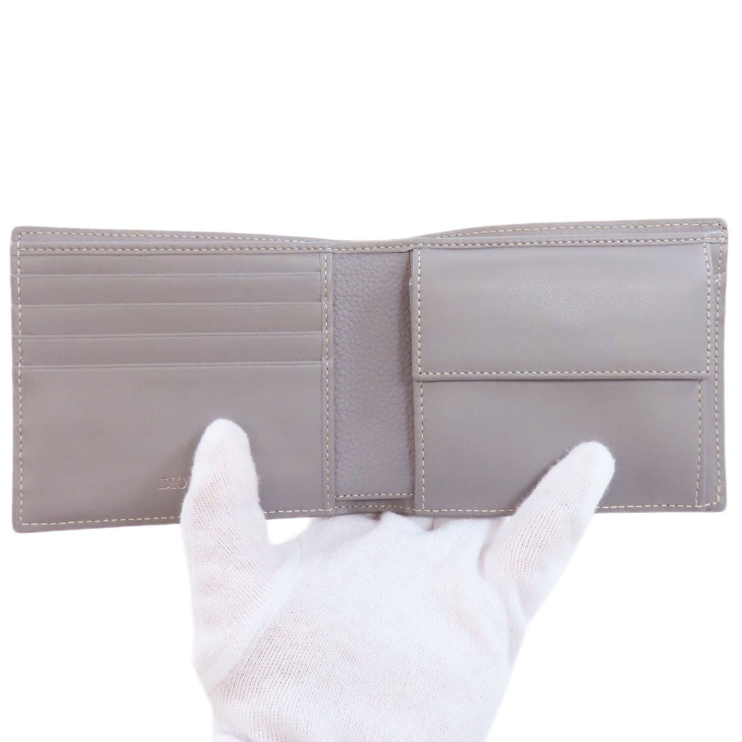 Christian Dior Bifold Wallet leather gray logo Women Used Authentic