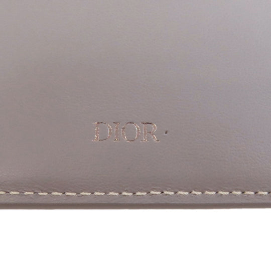 Christian Dior Bifold Wallet leather gray logo Women Used Authentic