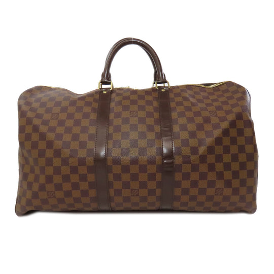 LOUIS VUITTON Boston Duffel bag N41427 Damier canvas Brown Keepall 50 Women Used Authentic