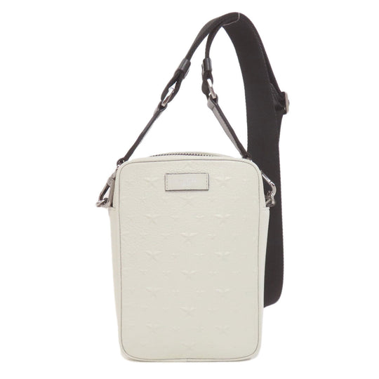JIMMY CHOO Shoulder Bag leather white Kimmy Camera Star Emboss Women Used Authentic
