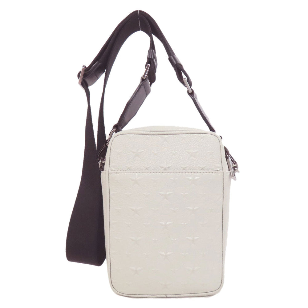 JIMMY CHOO Shoulder Bag leather white Kimmy Camera Star Emboss Women Used Authentic