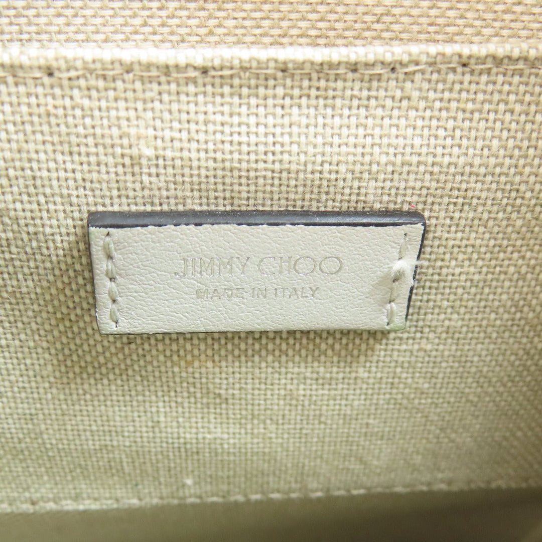 JIMMY CHOO Shoulder Bag leather white Kimmy Camera Star Emboss Women Used Authentic