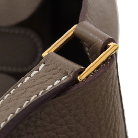 HERMES Handbag Taurillon Clemence beige Picotin Lock MM Etoupe Gold Metal