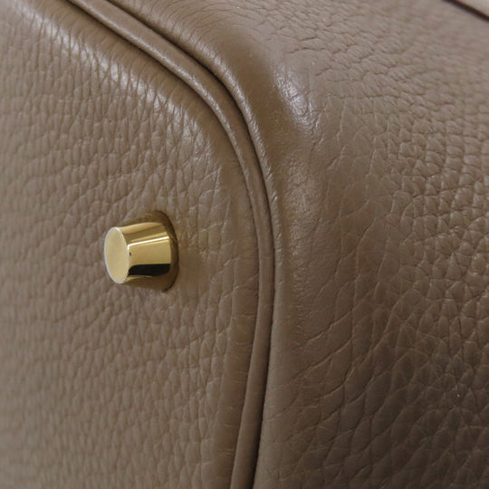 HERMES Handbag Taurillon Clemence beige Picotin Lock MM Etoupe Gold Metal