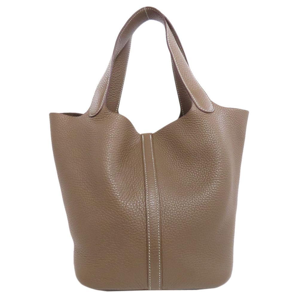 HERMES Handbag Taurillon Clemence beige Picotin Lock MM Etoupe Gold Metal