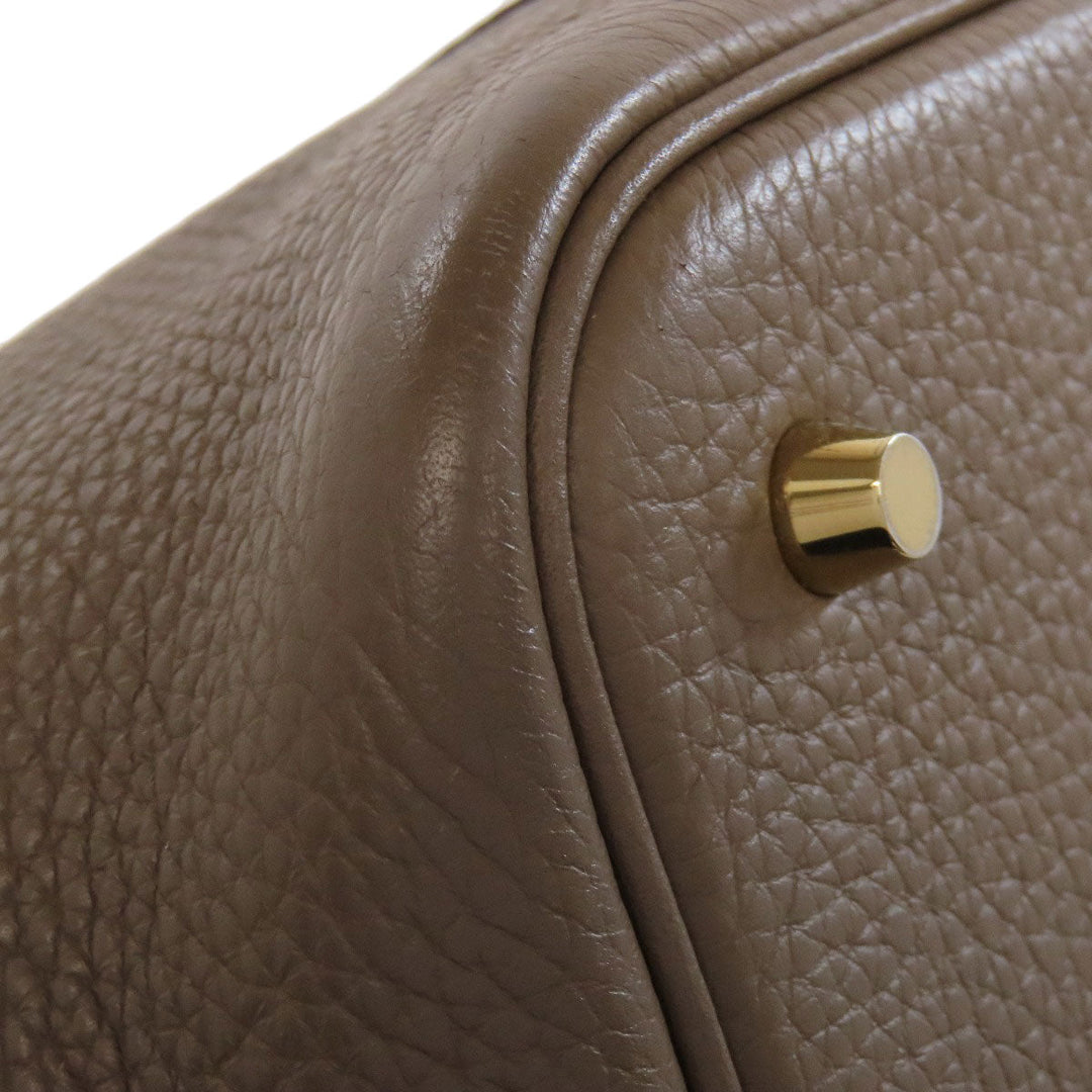 HERMES Handbag Taurillon Clemence beige Picotin Lock MM Etoupe Gold Metal