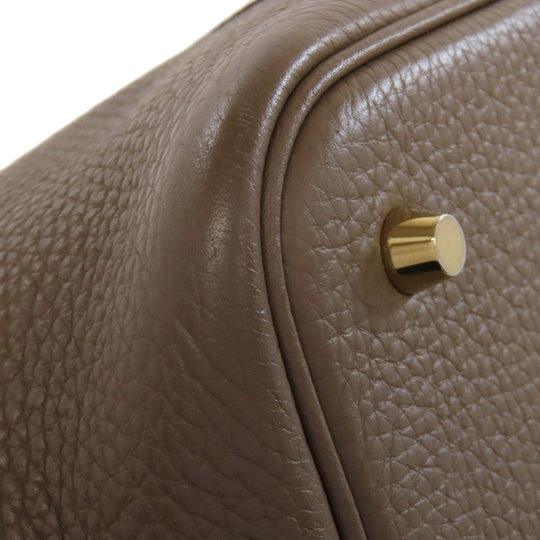HERMES Handbag Taurillon Clemence beige Picotin Lock MM Etoupe Gold Metal
