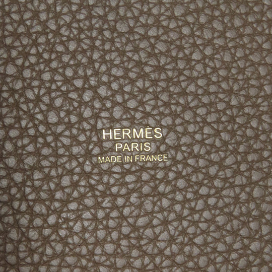 HERMES Handbag Taurillon Clemence beige Picotin Lock MM Etoupe Gold Metal