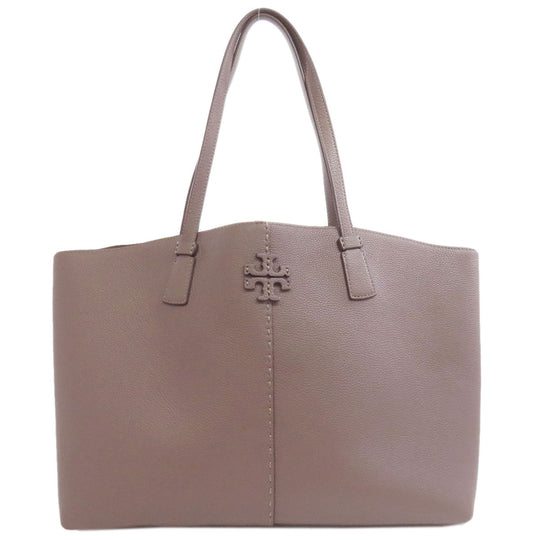 Tory Burch Tote Bag leather gray logo Women Used Authentic