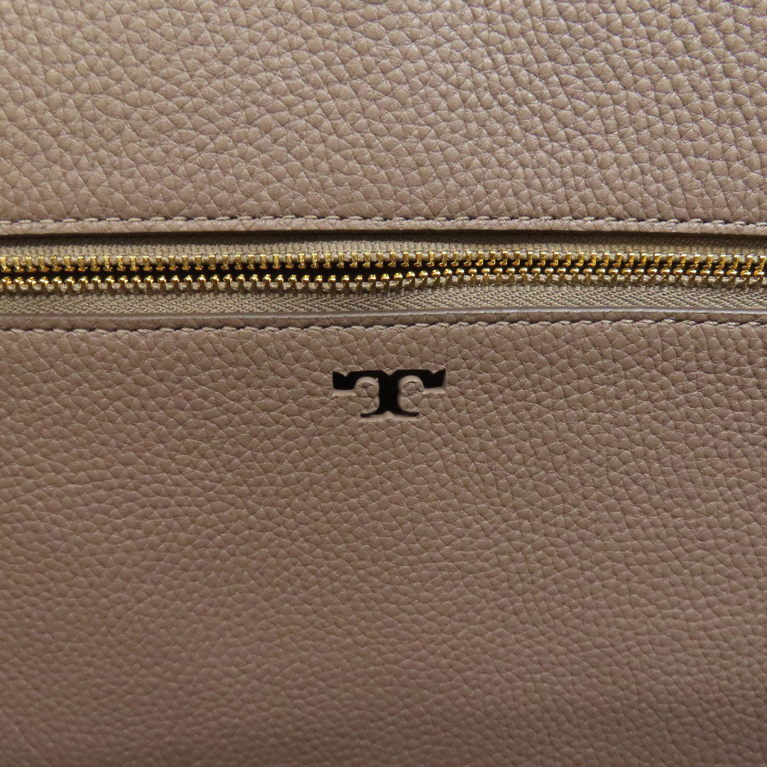 Tory Burch Tote Bag leather gray logo Women Used Authentic
