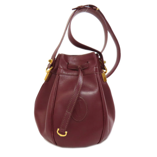 CARTIER Shoulder Bag Calfskin Red Must Line