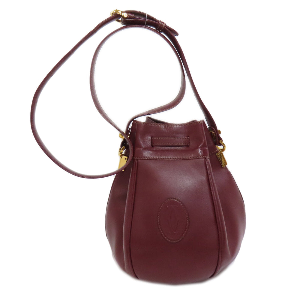 CARTIER Shoulder Bag Calfskin Red Must Line