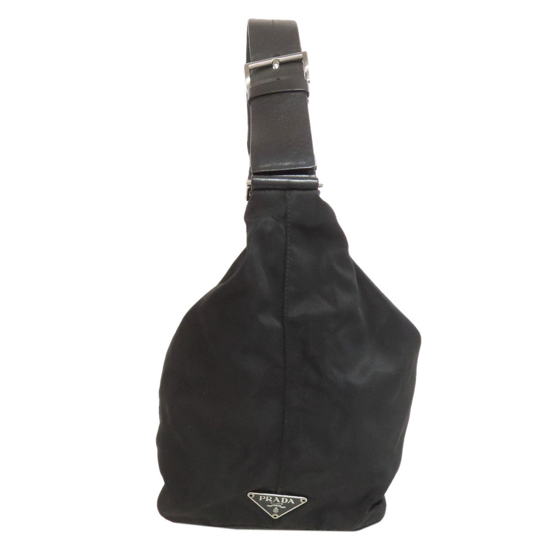 PRADA Shoulder Bag BR0414 Nylon black one belt logoMetal