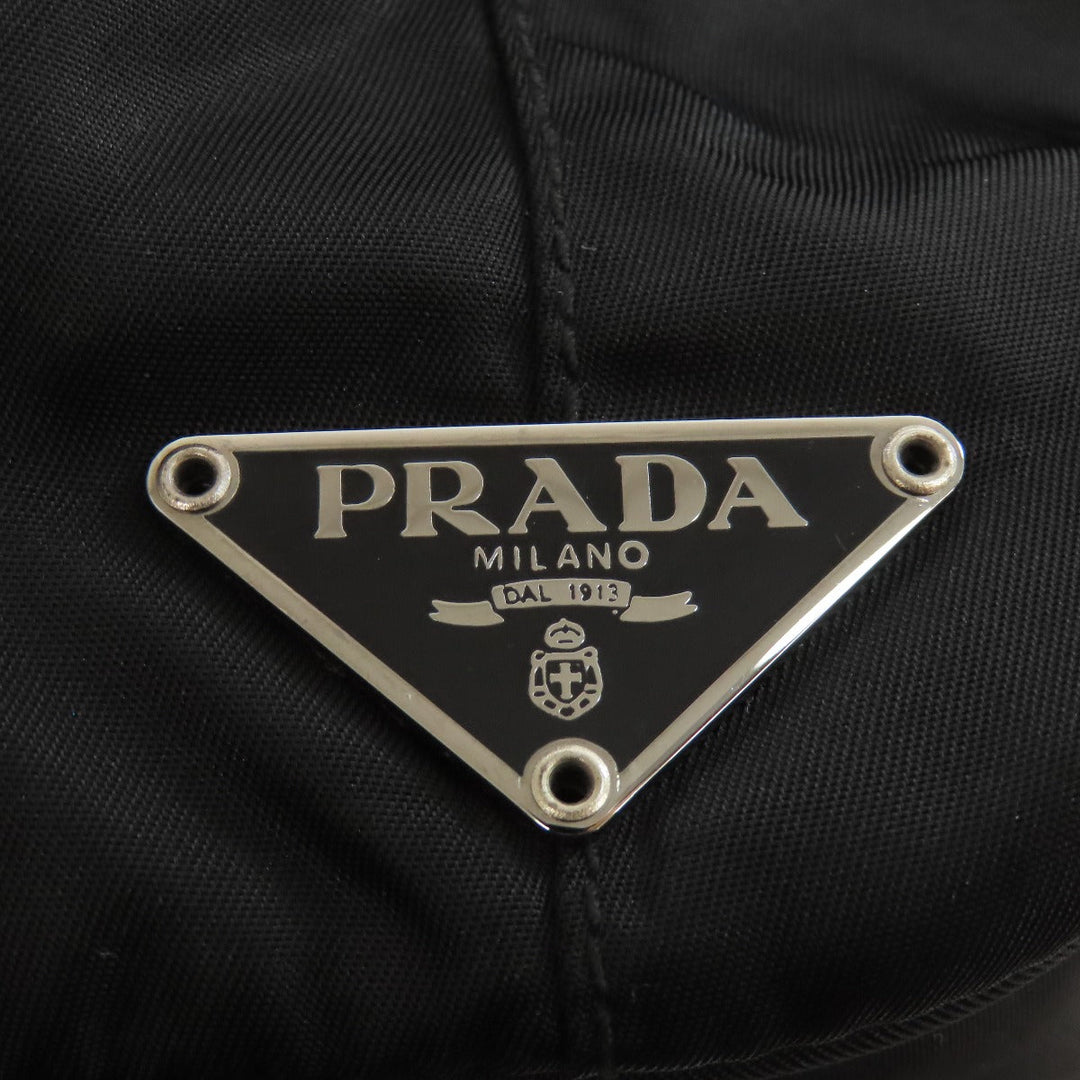 PRADA Shoulder Bag BR0414 Nylon black one belt logoMetal