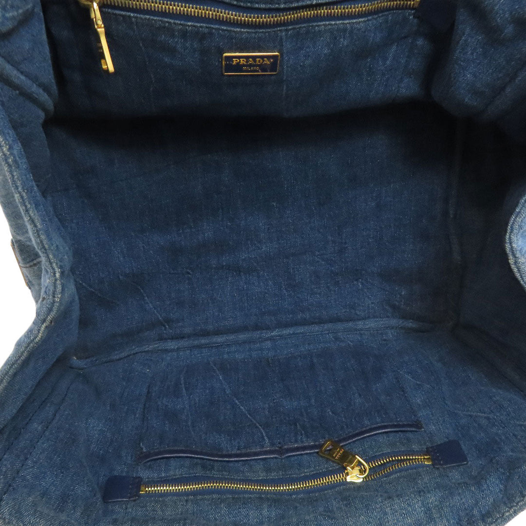 PRADA Tote Bag denim blue Canapa Women Used Authentic