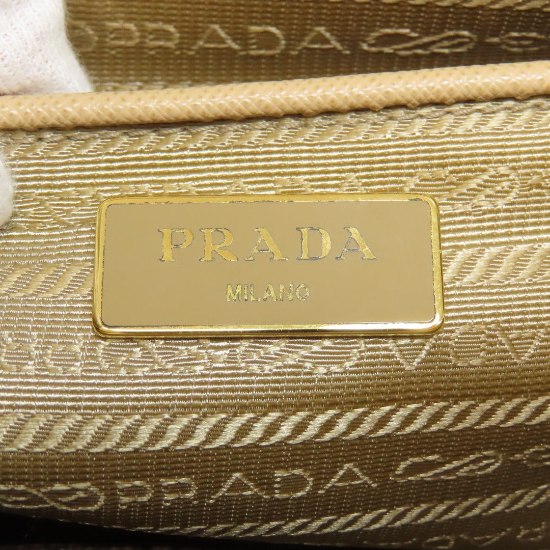 PRADA Tote Bag BN2412 Safiano beige logoMetal