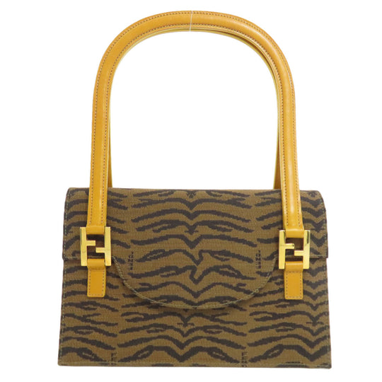 FENDI Tote Bag canvas Brown Jacquard Women Used Authentic