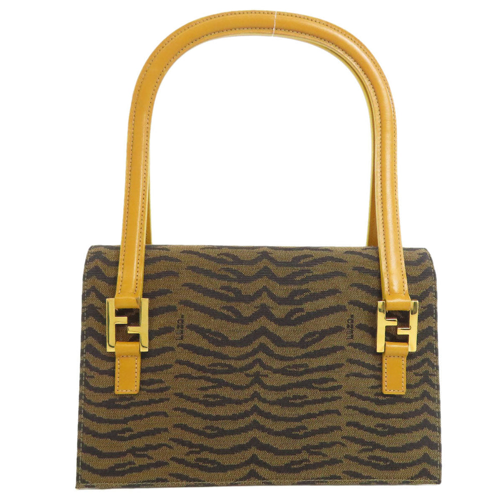 FENDI Tote Bag canvas Brown Jacquard Women Used Authentic