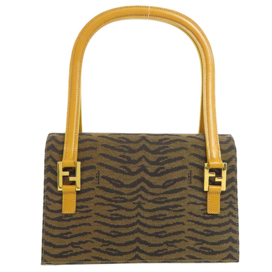 FENDI Tote Bag canvas Brown Jacquard Women Used Authentic
