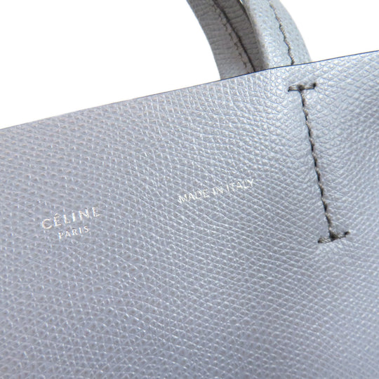 CELINE Tote Bag leather gray Vertical Cabas 2WAY Women Used Authentic