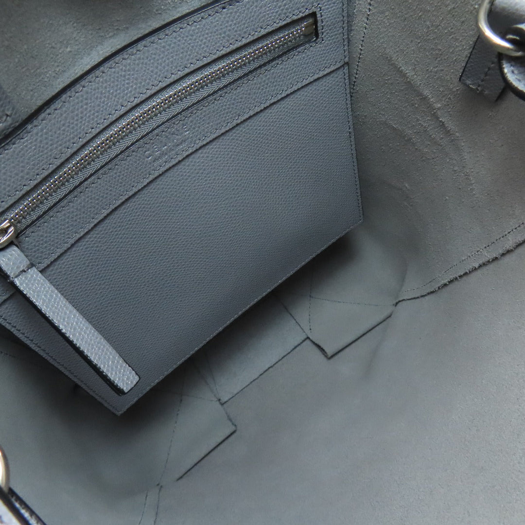 CELINE Tote Bag leather gray Vertical Cabas 2WAY Women Used Authentic