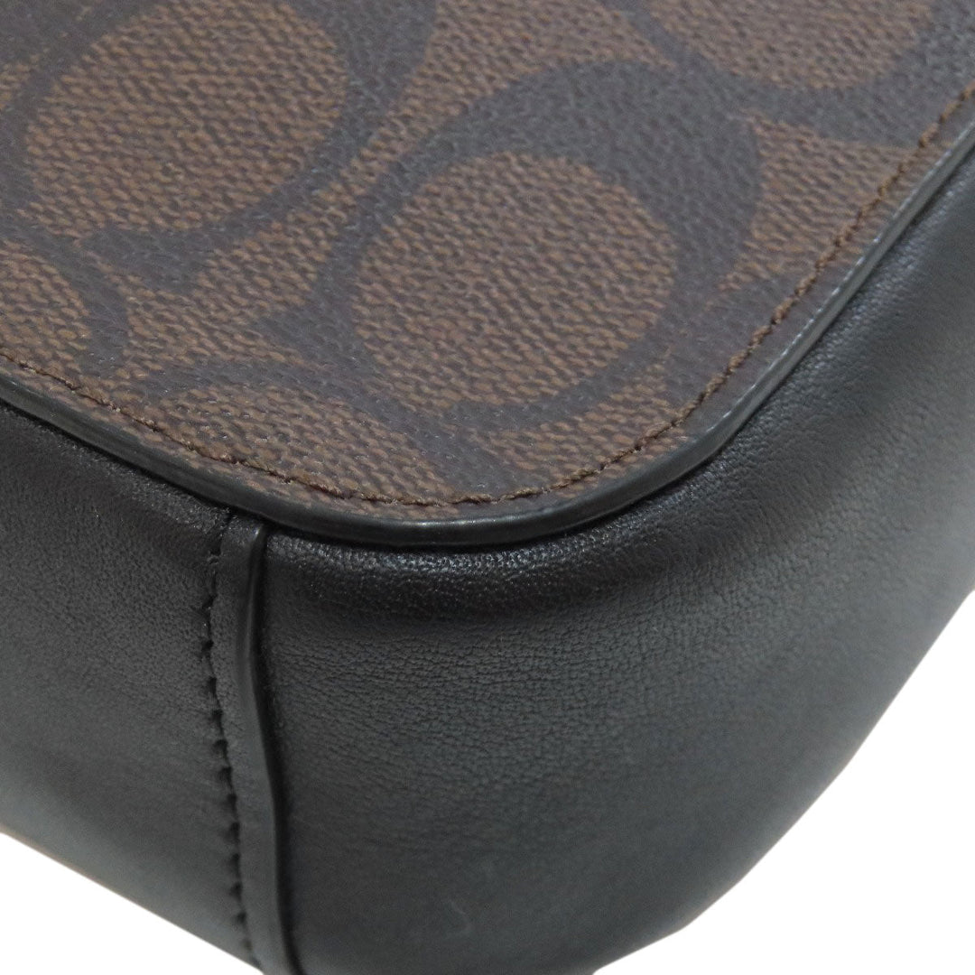 COACH Shoulder Bag 91677 PVC Brown Signature Women Used Authentic