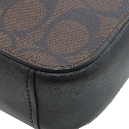 COACH Shoulder Bag 91677 PVC Brown Signature Women Used Authentic