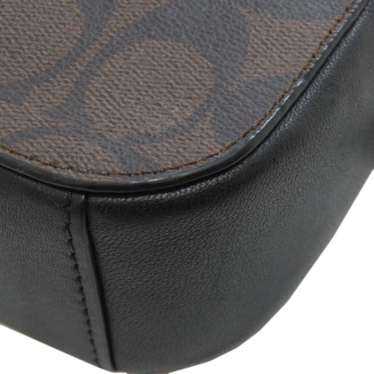 COACH Shoulder Bag 91677 PVC Brown Signature Women Used Authentic