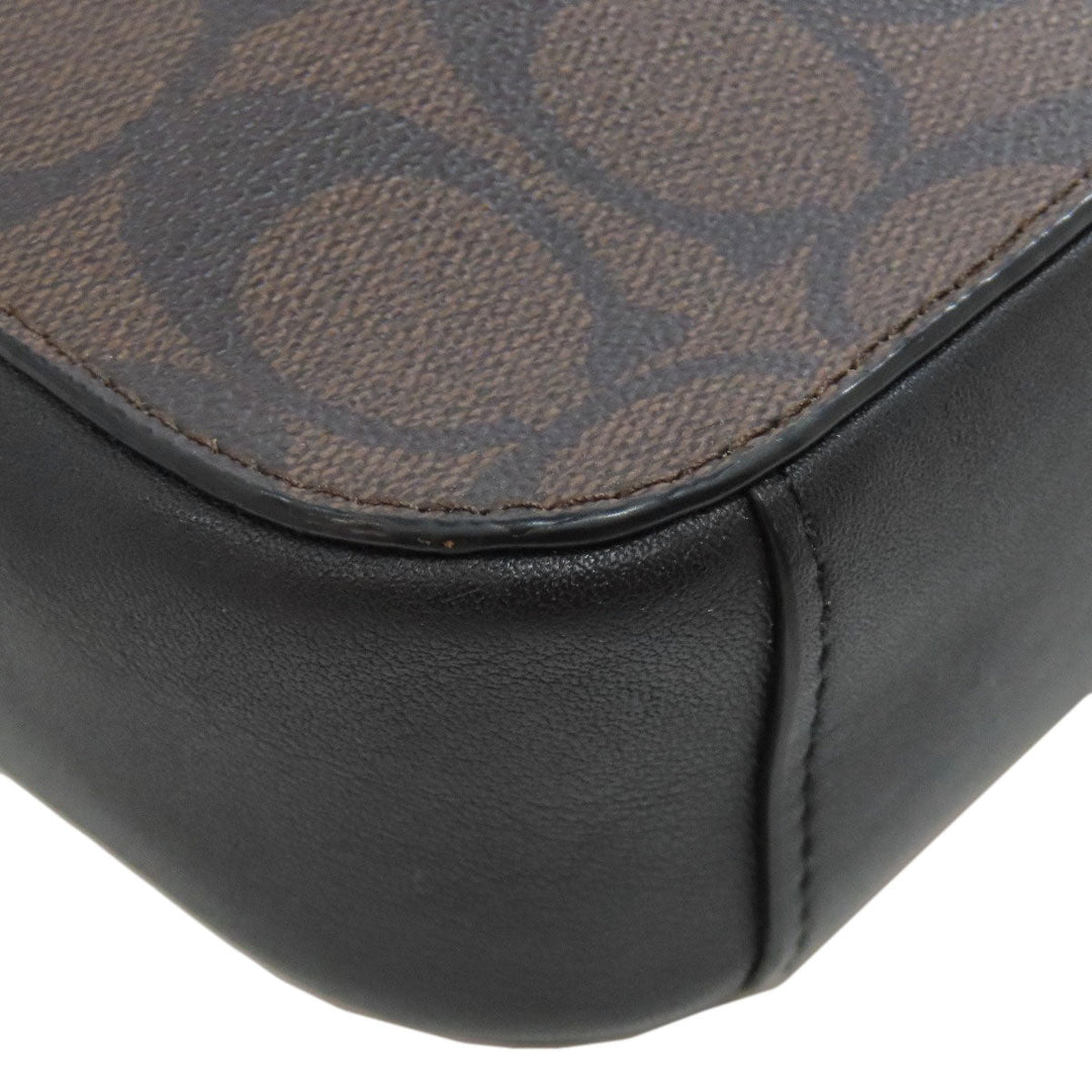 COACH Shoulder Bag 91677 PVC Brown Signature Women Used Authentic