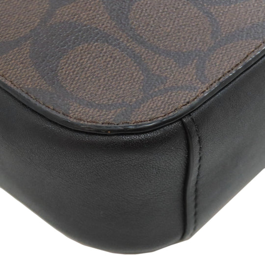 COACH Shoulder Bag 91677 PVC Brown Signature Women Used Authentic