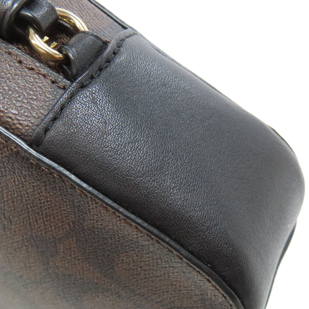 COACH Shoulder Bag 91677 PVC Brown Signature Women Used Authentic