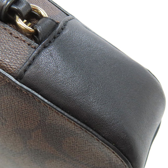 COACH Shoulder Bag 91677 PVC Brown Signature Women Used Authentic