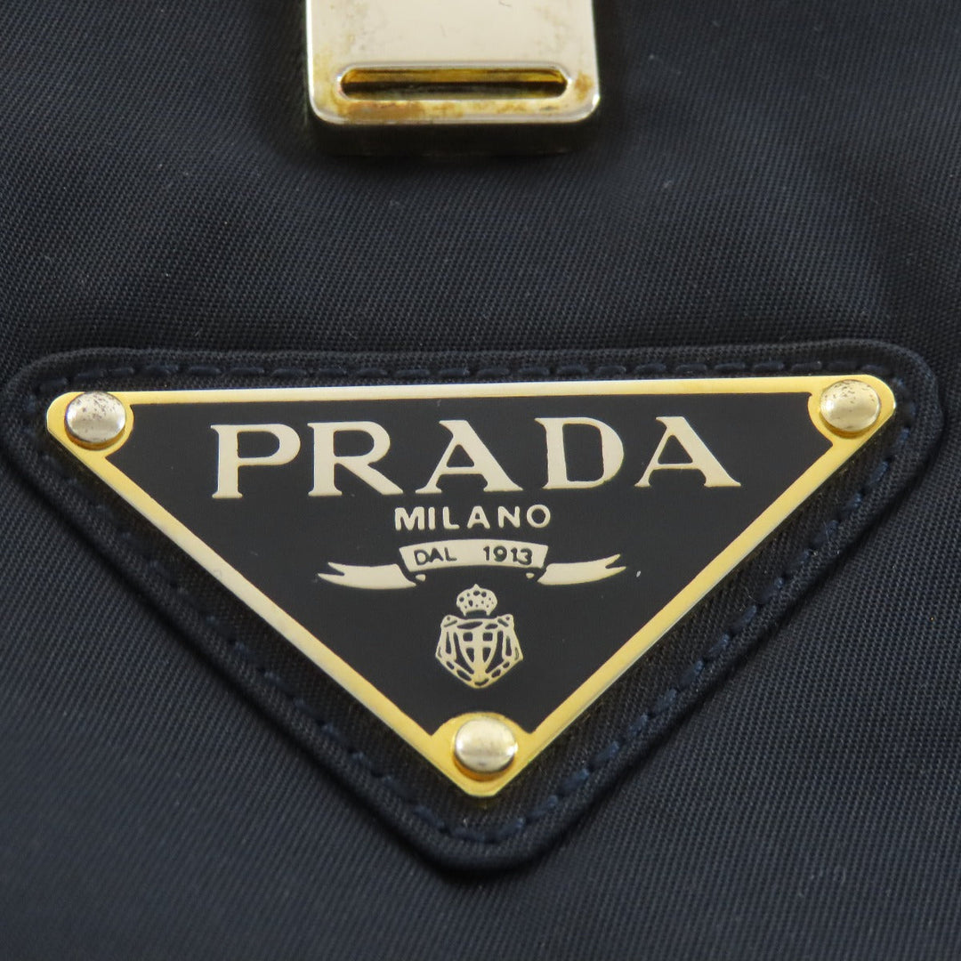 PRADA Tote Bag Nylon Navy logoMetal