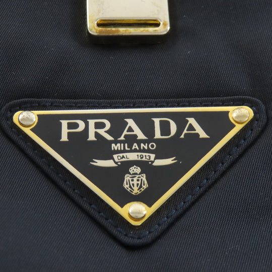 PRADA Tote Bag Nylon Navy logoMetal