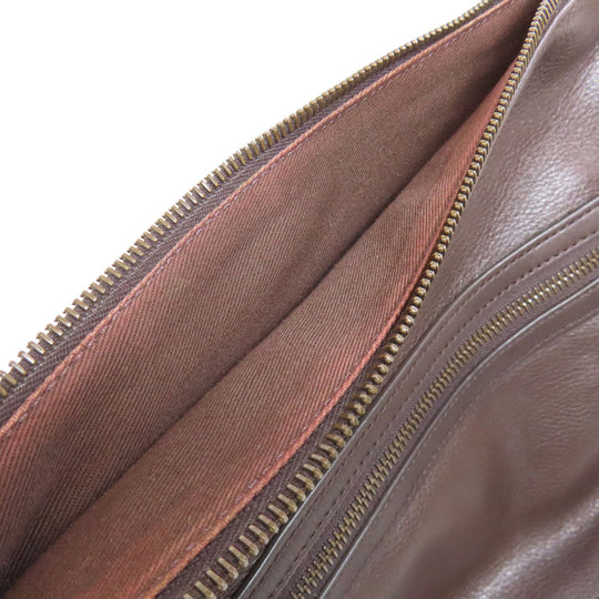 BALLY Shoulder Bag leather Brown Simple design Women Used Authentic