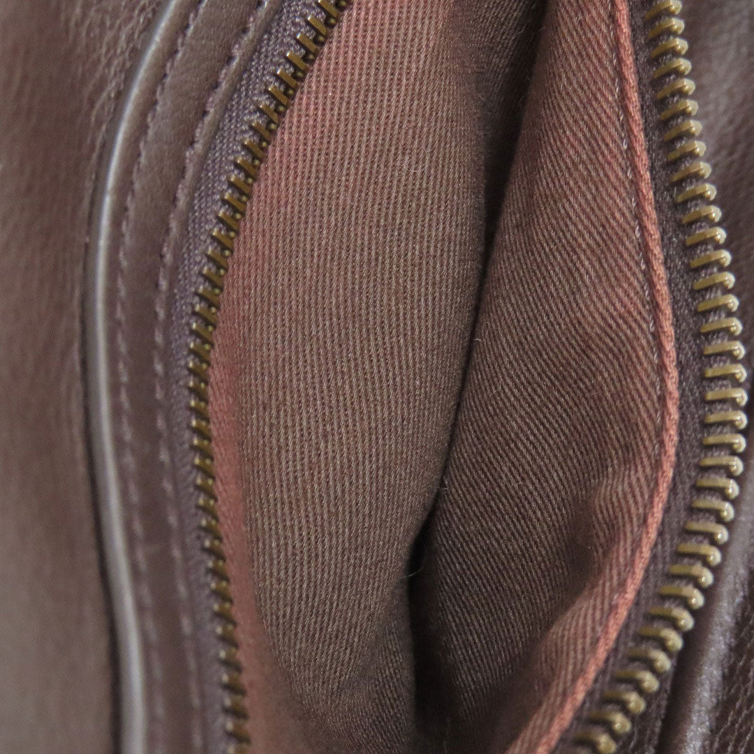 BALLY Shoulder Bag leather Brown Simple design Women Used Authentic