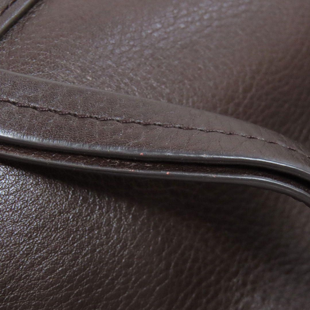 BALLY Shoulder Bag leather Brown Simple design Women Used Authentic